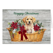 Yellow Labrador Retriever Puppy Basket Vakantie (Voorkant Horizontaal)