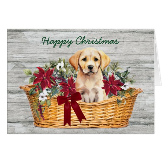 Yellow Labrador Retriever Puppy Basket Vakantie (Voorkant Horizontaal)