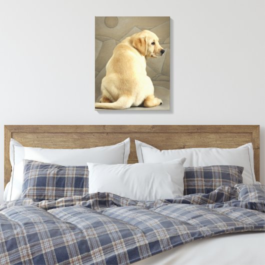 Yellow Labrador Retriever Puppy Canvas Afdruk (Insitu (Slaapkamer))
