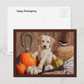 Yellow Labrador Retriever Puppy Dog Pumpkin Autumn Feestdagenkaart (Voorkant / Achterkant)