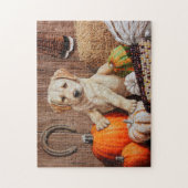 Yellow Labrador Retriever Puppy Dog Pumpkin Autumn Legpuzzel (Verticaal)