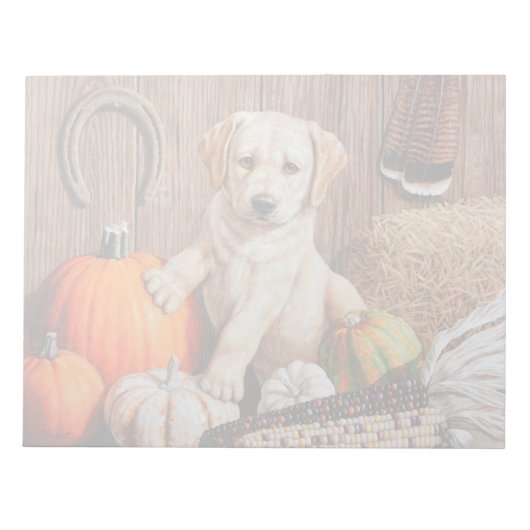 Yellow Labrador Retriever Puppy Dog Pumpkin Autumn Notitieblok (Voorkant)