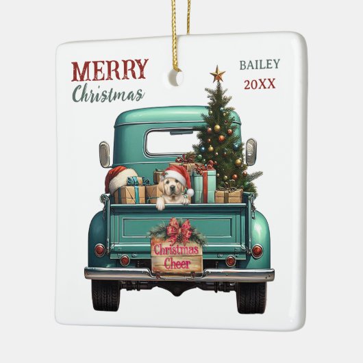 Yellow Labrador Retriever Puppy Truck Christmas Keramisch Ornament (Links)