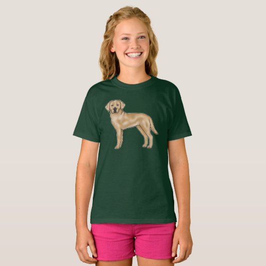 Yellow Labrador Retriever Schattige Cartoon Lab Ho T-shirt (Voorkant volledig)