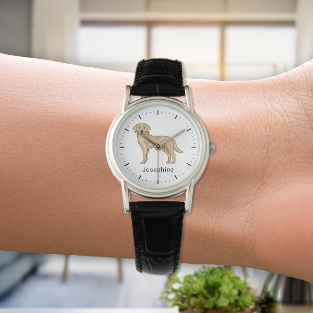 Yellow Labrador Retriever Schattige Lab Dog Art Na Horloge (Creator heeft geüpload)