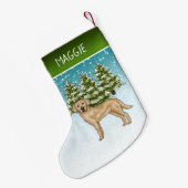 Yellow Labrador Retriever Snow Forest Aangepaste n Kleine Kerstsok (Achterkant (Hangend))