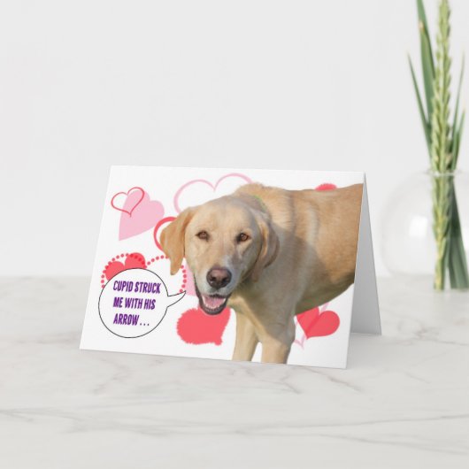 Yellow Labrador Retriever Valentine's Day Card Feestdagen Kaart (Voorkant)