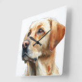 Yellow labrador retriever watercolor vierkante klok (Hoek)