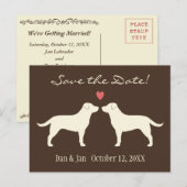 Yellow Labrador Retrievers Wedding Save the Date Aankondigingskaart (Voorkant / Achterkant)