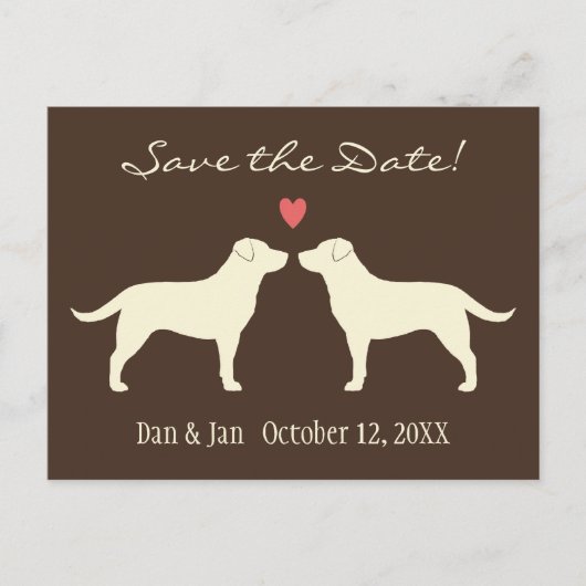Yellow Labrador Retrievers Wedding Save the Date Aankondigingskaart (Voorkant)