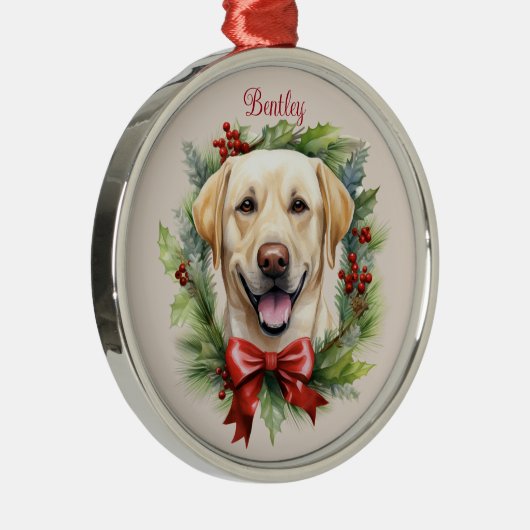 Yellow Labrador Retriver Kerst Huisdier Memorial Metalen Ornament (Rechts)