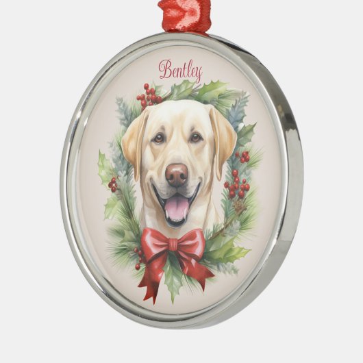 Yellow Labrador Retriver Kerst Huisdier Memorial Metalen Ornament (Links)
