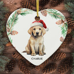 Yellow Labrador Santa Kerstversier Keramisch Ornament<br><div class="desc">Yellow Labrador Santa Kerstversier</div>