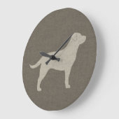 Yellow Labrador Silhouette | Faux Linen Style Grote Klok (Hoek)
