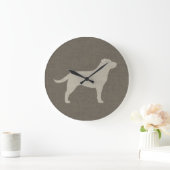 Yellow Labrador Silhouette | Faux Linen Style Grote Klok (Huis)