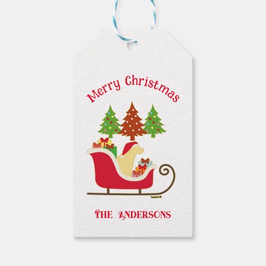 Yellow Labrador Silhouette kerstkledij Cadeaulabel (Achterkant)