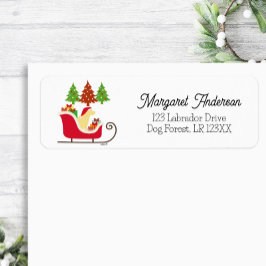 Yellow Labrador Silhouette kerstkledij Etiket