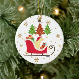 Yellow Labrador Silhouette kerstkledij Keramisch Ornament