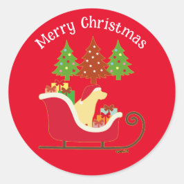 Yellow Labrador Silhouette kerstkledij Red Ronde Sticker
