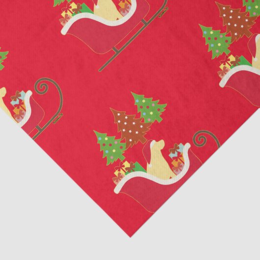 Yellow Labrador Silhouette kerstkledij Red Tissuepapier (Detail)