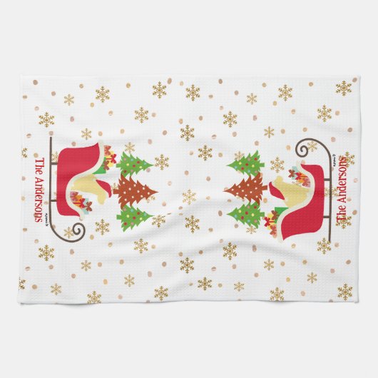 Yellow Labrador Silhouette kerstkledij Theedoek (Horizontaal)