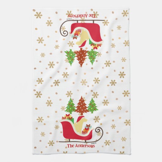 Yellow Labrador Silhouette kerstkledij Theedoek (Verticaal)