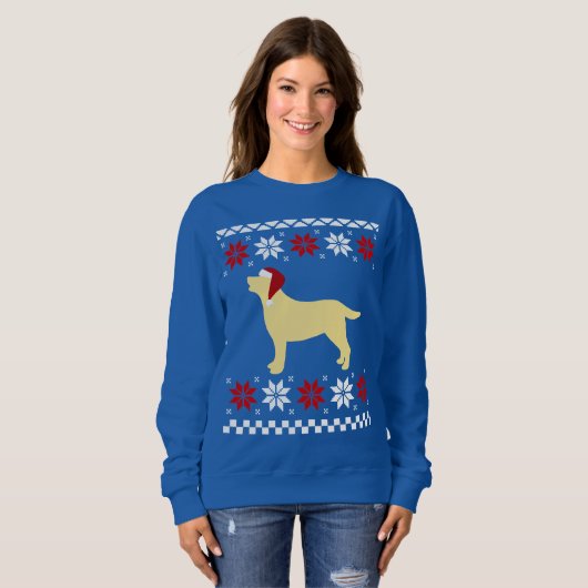 Yellow Labrador Silhouette Santa Kerstmis Trui (Voorkant volledig)