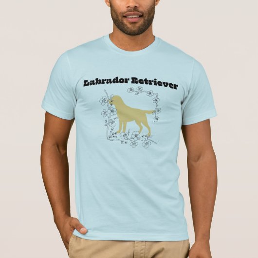 Yellow Labrador Silhouette with White Blossom Fram T-shirt (Voorkant)