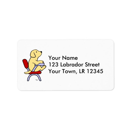 Yellow Labrador Student 1 Cartoon Etiket (Voorkant)