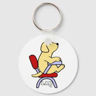 Yellow Labrador Student 1 Cartoon Sleutelhanger