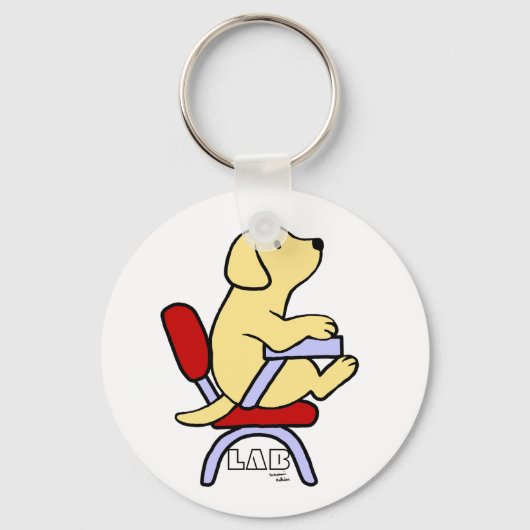 Yellow Labrador Student 1 Cartoon Sleutelhanger (Voorkant)