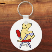 Yellow Labrador Student 1 Cartoon Sleutelhanger (Voorkant)