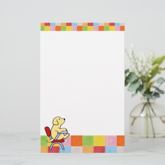 Yellow Labrador Student 1Mosaic Briefpapier (Staand voorkant)