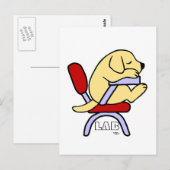 Yellow Labrador Student 2 Cartoon Briefkaart (Voorkant / Achterkant)