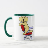 Yellow Labrador Student 3 Cartoon Mok (Links)