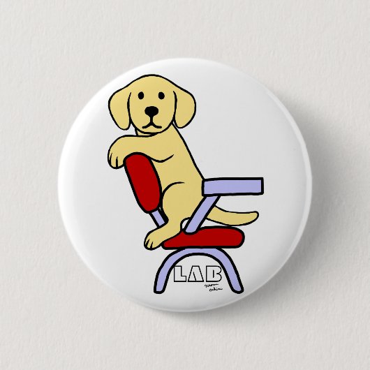 Yellow Labrador Student 3 Cartoon Ronde Button 5,7 Cm (Voorkant)