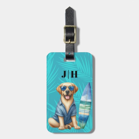 Yellow Labrador Surfing Bagagelabel (Voorkant verticaal)