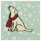 Yellow Labrador Tartan Scarf Stof (Close Up)