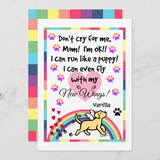 Yellow Labrador Trotting Memorial Card Programmakaart (Voorkant / Achterkant)