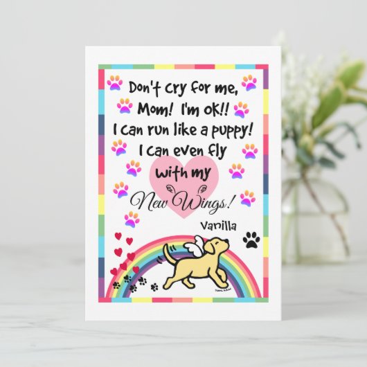 Yellow Labrador Trotting Memorial Card Programmakaart (Staand voorkant)