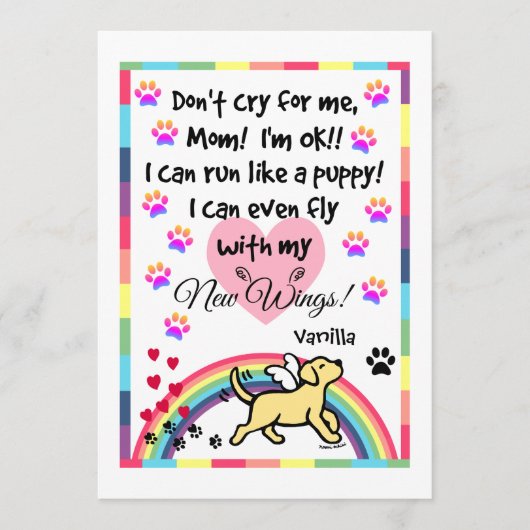 Yellow Labrador Trotting Memorial Card Programmakaart (Voorkant)