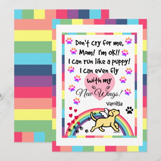 Yellow Labrador Trotting Memorial Card Programmakaart (Voorkant / Achterkant)