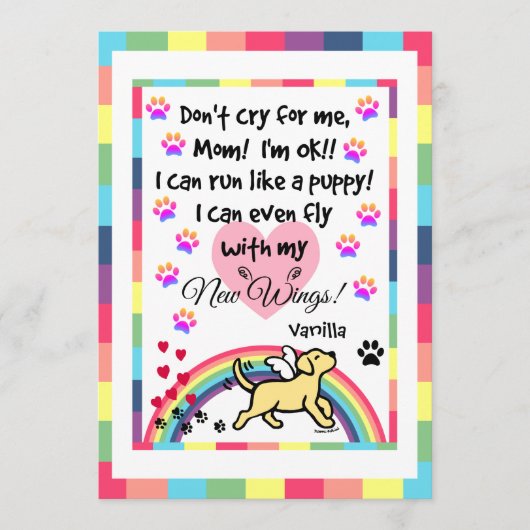 Yellow Labrador Trotting Memorial Card Programmakaart (Voorkant)