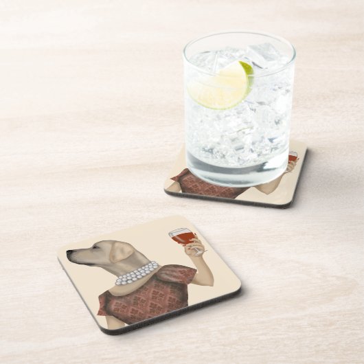 Yellow Labrador Wine Snob Bier Onderzetter (Rechterzijde)