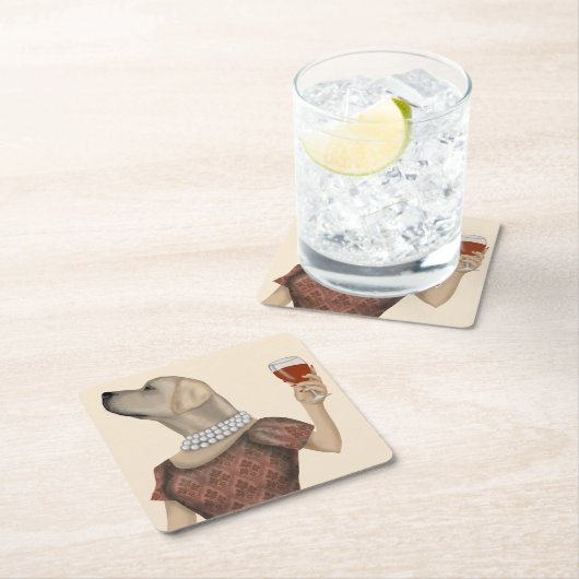 Yellow Labrador Wine Snob Kartonnen Onderzetters (Insitu)