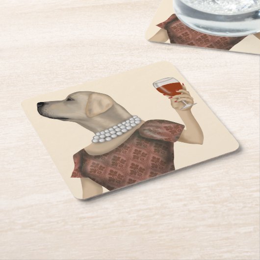 Yellow Labrador Wine Snob Kartonnen Onderzetters (Schuin)