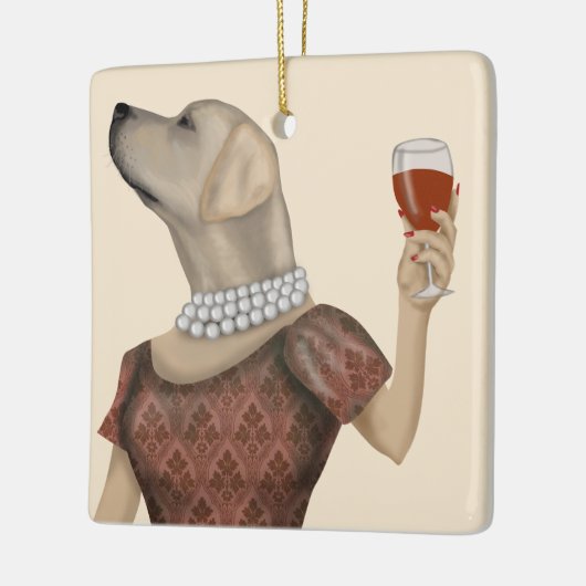 Yellow Labrador Wine Snob Keramisch Ornament (Links)