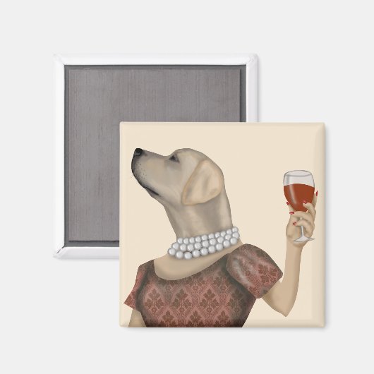Yellow Labrador Wine Snob Magneet (Voorkant / Achterkant)
