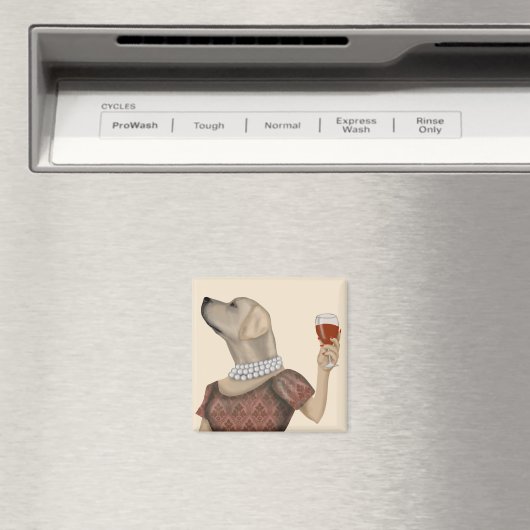 Yellow Labrador Wine Snob Magneet (Insitu (Vaatwasser))