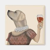 Yellow Labrador Wine Snob Magneet (Voorkant)